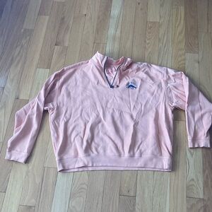 Tommy Bahama Pink Pullover Sweatshirt with High Neckline and Relaxed Fit
